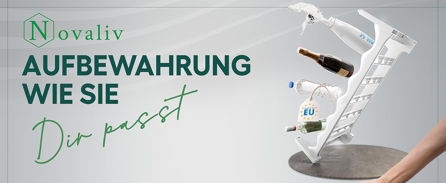Стеляж для пляшок Novaliv на 36 пляшок з пластику, розширюваний, для вина, напоїв, спиртних напоїв