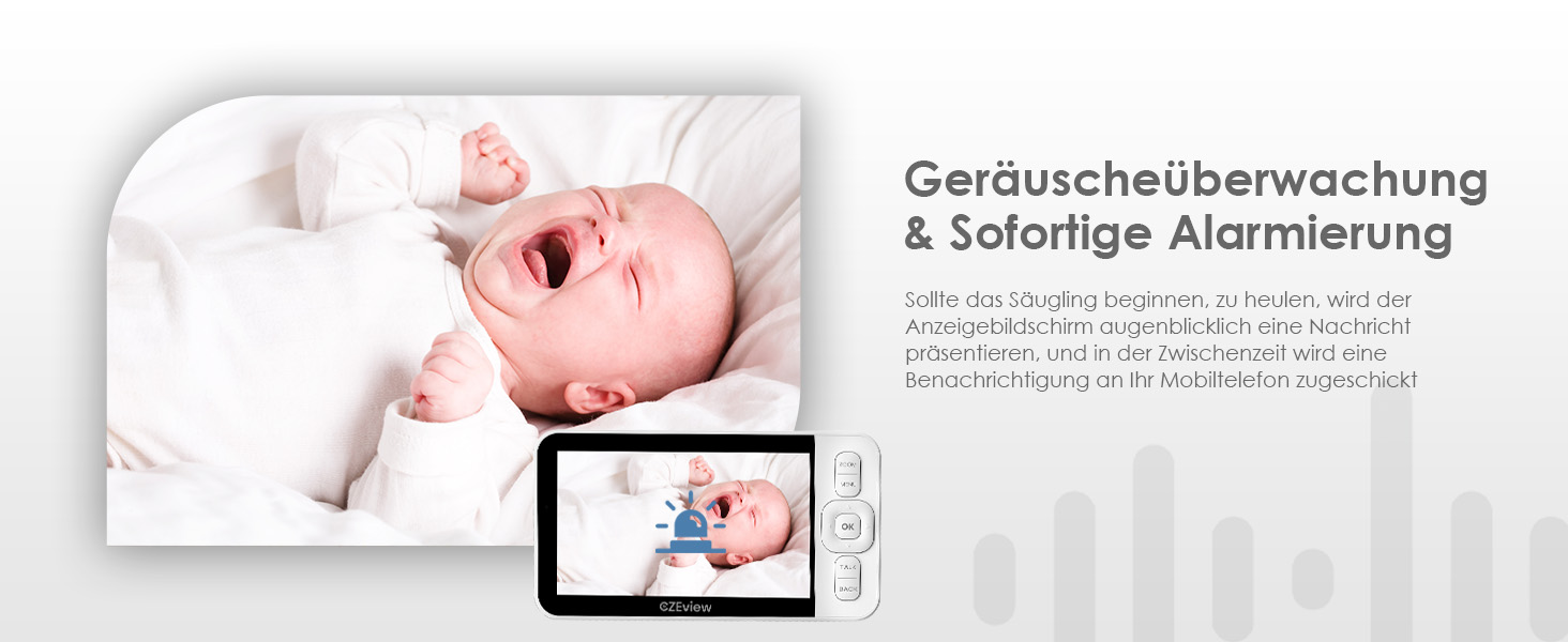 Відеоняня з камерою 2K HD Wi-Fi Babyphone з додатком, 360° огляд, 4x Zoom, нічний режим, датчик руху/плачу/звуку, термометр, чорний - 1 камера