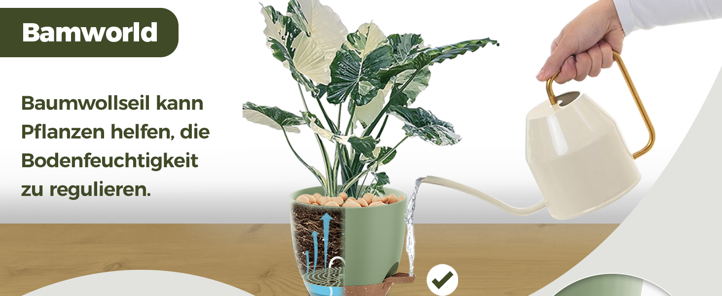 Набір горщиків для квітів Bamworld 6 шт. з автополивом, 12.7-20.3 см, з підставкою, для кімнатних рослин та розсади