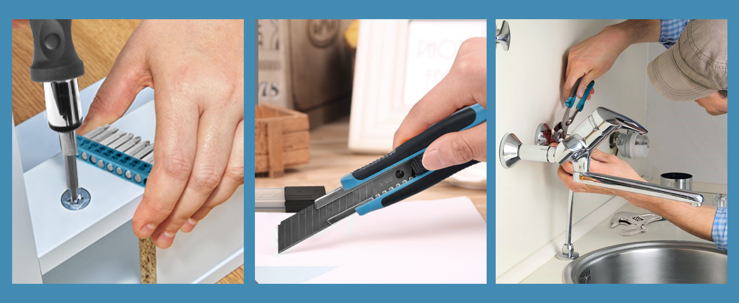 Набір інструментів Sundpey 148 предметів в кейсі: універсальний набір для дому та ремонту з викрутками, ключами, плоскогубцями та тестером напруги (синій)