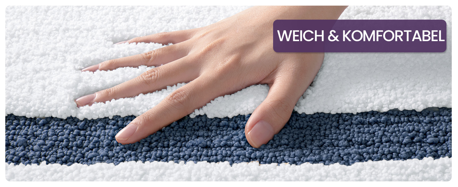 Килимок для ванної кімнати DEXI, 44 x 76 см, синій, неслизький, машинне прання, вбираючий, овальний