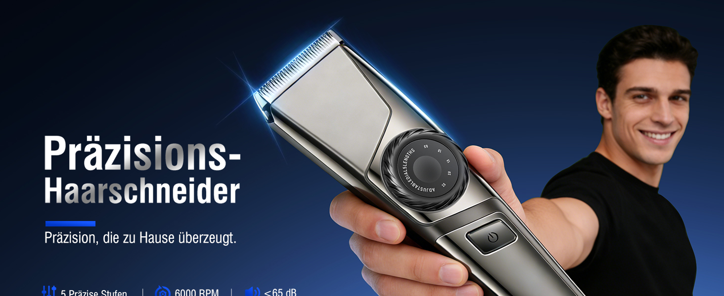 Професійна машинка для стрижки волосся з USB-C зарядкою, тример для чоловіків з LED дисплеєм, водонепроникний IPX6, тиха (<65 дБ), набір для перукарів вдома та в салоні