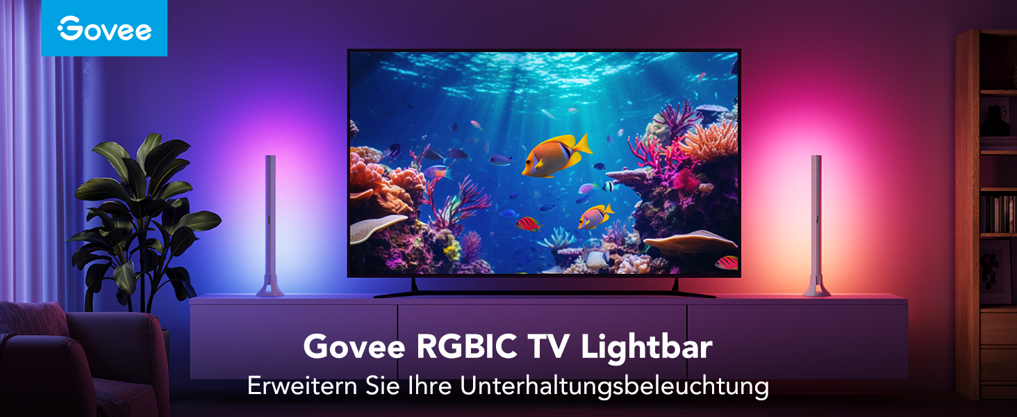 Світлодіодна світлова панель Govee RGBIC, підсвічування телевізора 45-70', сумісний з Alexa, керування програмами, чорний