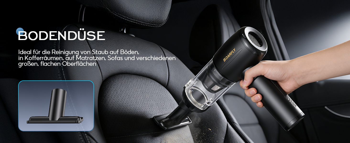 Акумуляторний ручний пилосос SoarFly 4 в 1, 25000Па, бездротовий міні-пилосос для авто, дому та ПК з безщітковим двигуном, LED-підсвіткою та набором щіток, чорний