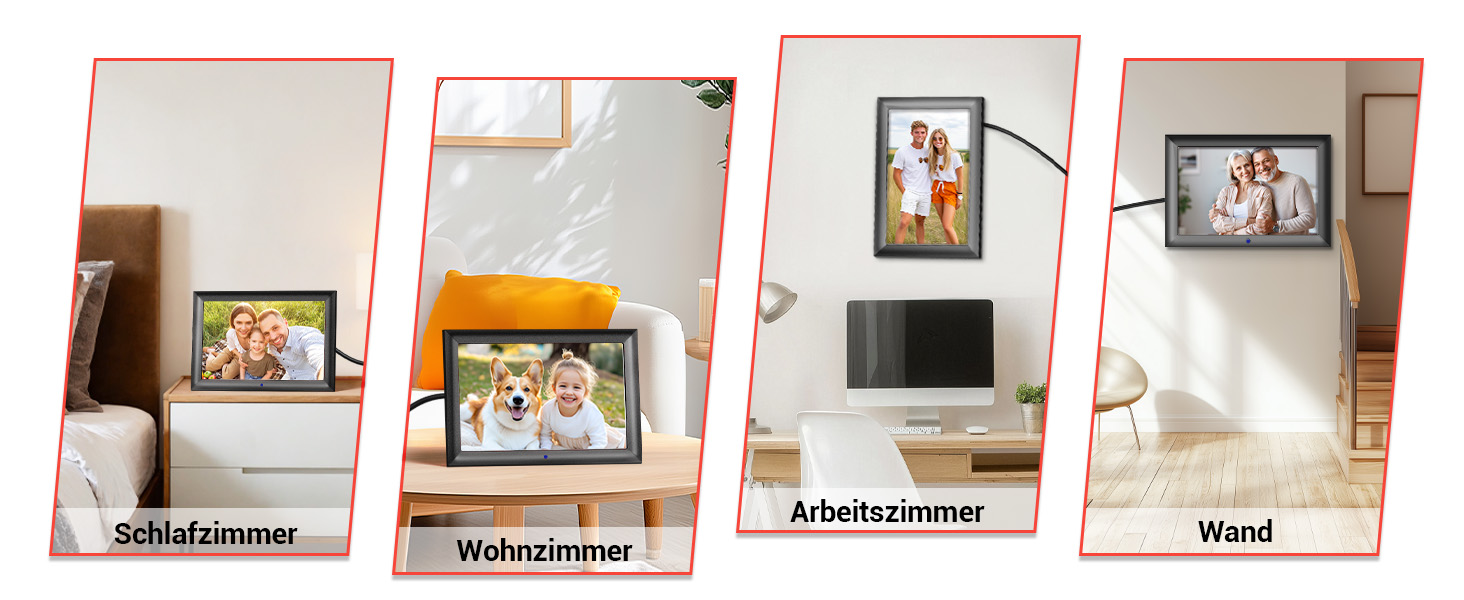 Цифровий фоторамка OBVHNUA 10.1 дюйма з IPS екраном (1280x800) та пультом, USB/SD (128GB), автоповорот, відтворення фото/музики/відео