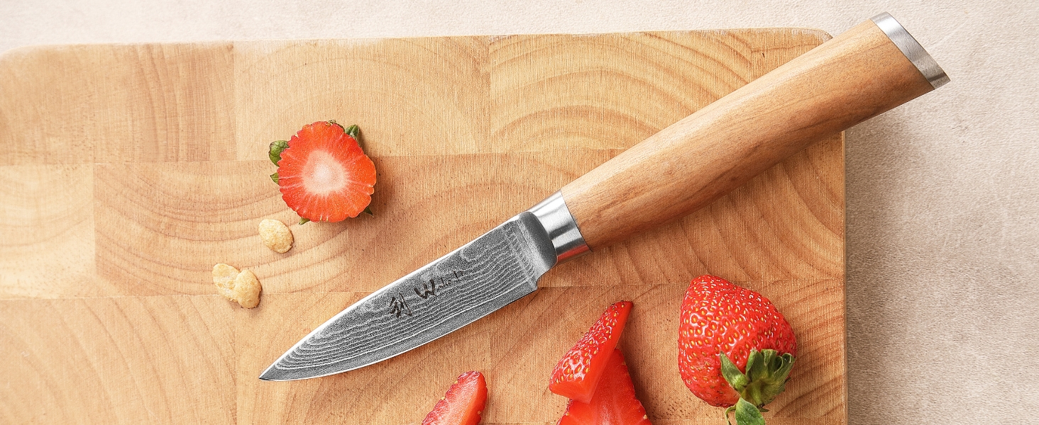 Ніж кухонний Wakoli з дамаської сталі (VG10) з 20 см лезом – гострий та збалансований – ніж з ручкою з оливкового дерева в подарунковій коробці – ніж кухарський для професіоналів та любителів (ніж для шаткування)