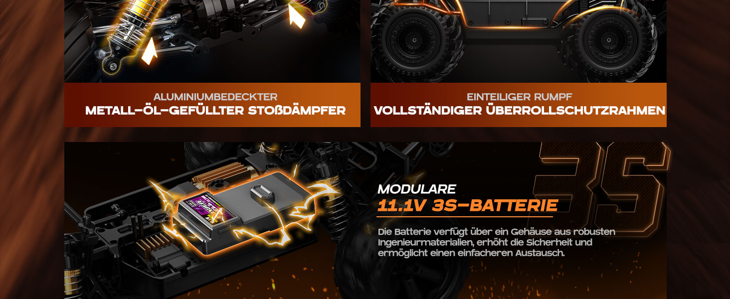 Радіокерований автомобіль 1/14 Brushless 70 км/год, 4WD, амортизатори, 2x LiPo акумулятори, фіолетовий - для дорослих