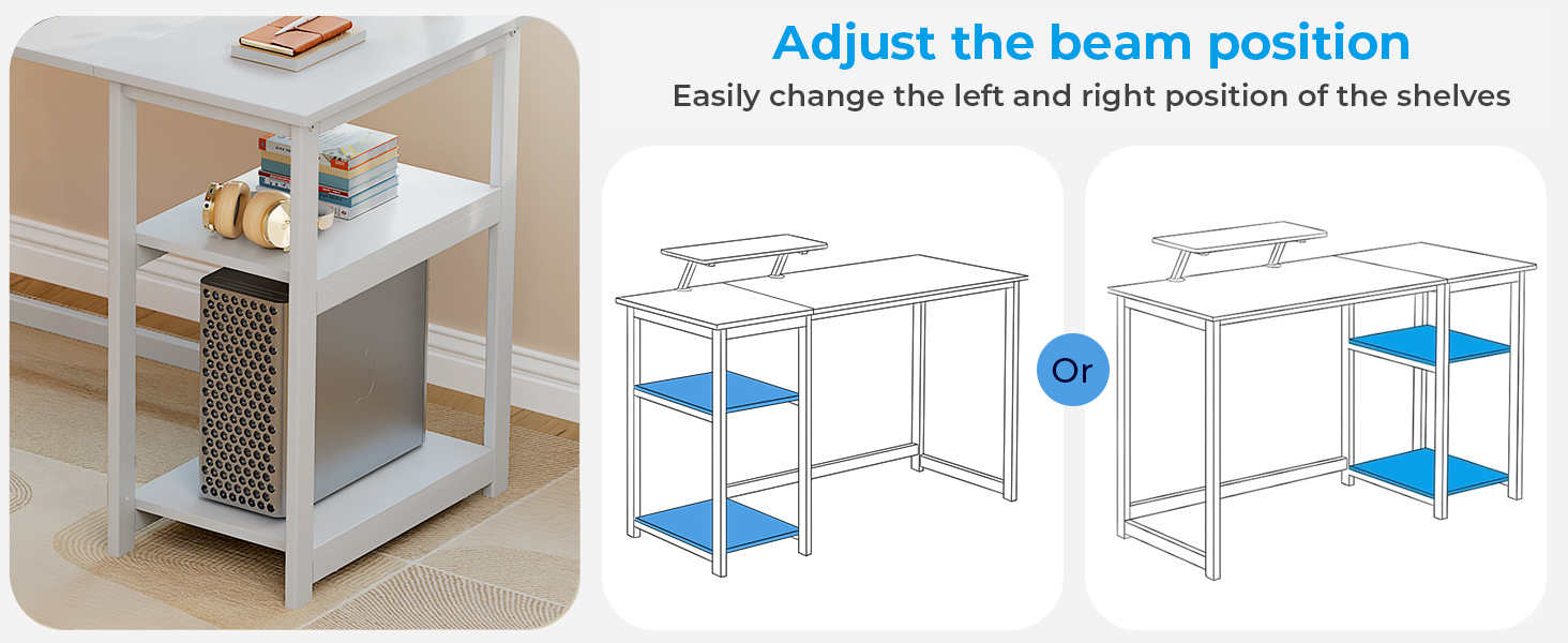 Компактний білий стіл GreenForest 100x50 см з місцем для зберігання та підставкою для монітора – ідеальний для дому та офісу