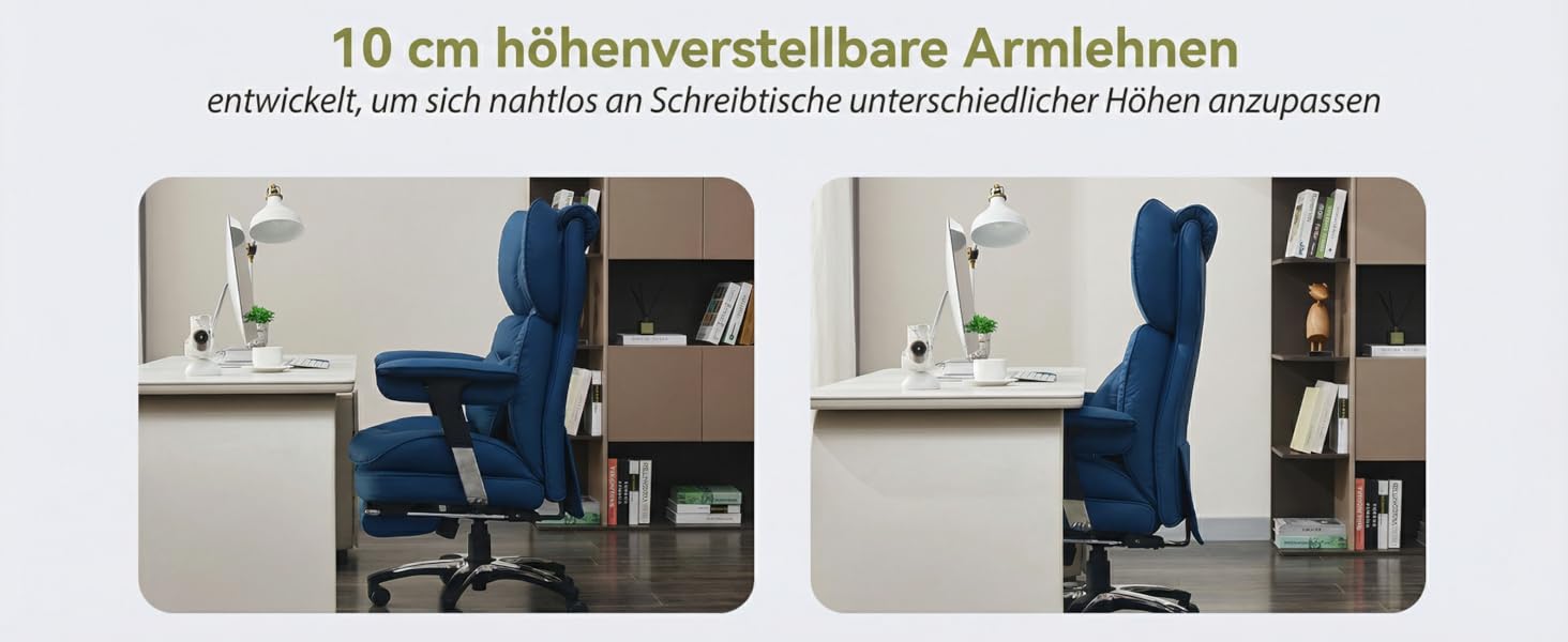 Ергономічне офісне крісло Efomao з PU шкіри для дому та офісу, 200 кг, з підставкою для ніг та підтримкою попереку, чорне