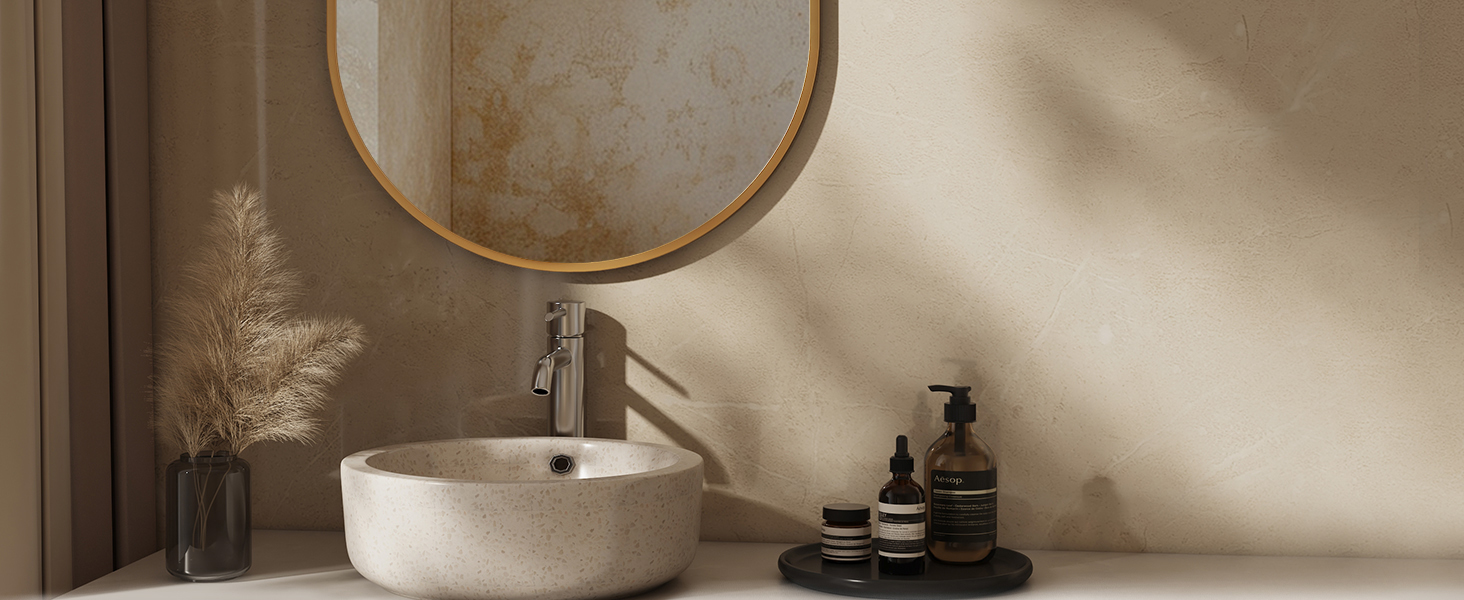 Дзеркало овальне EMKE Badspiegel Oval 45x60 см з золотим обрамленням для ванної кімнати