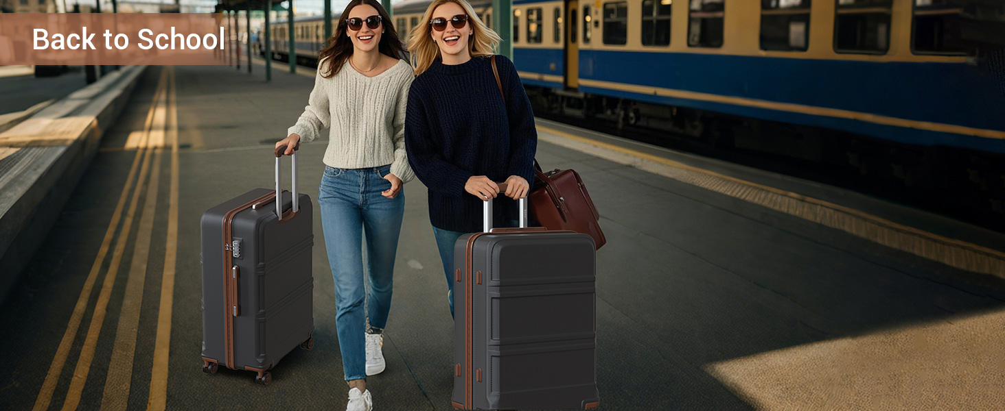 Чемодан-валіза KONO (65см, сірий/коричневий)