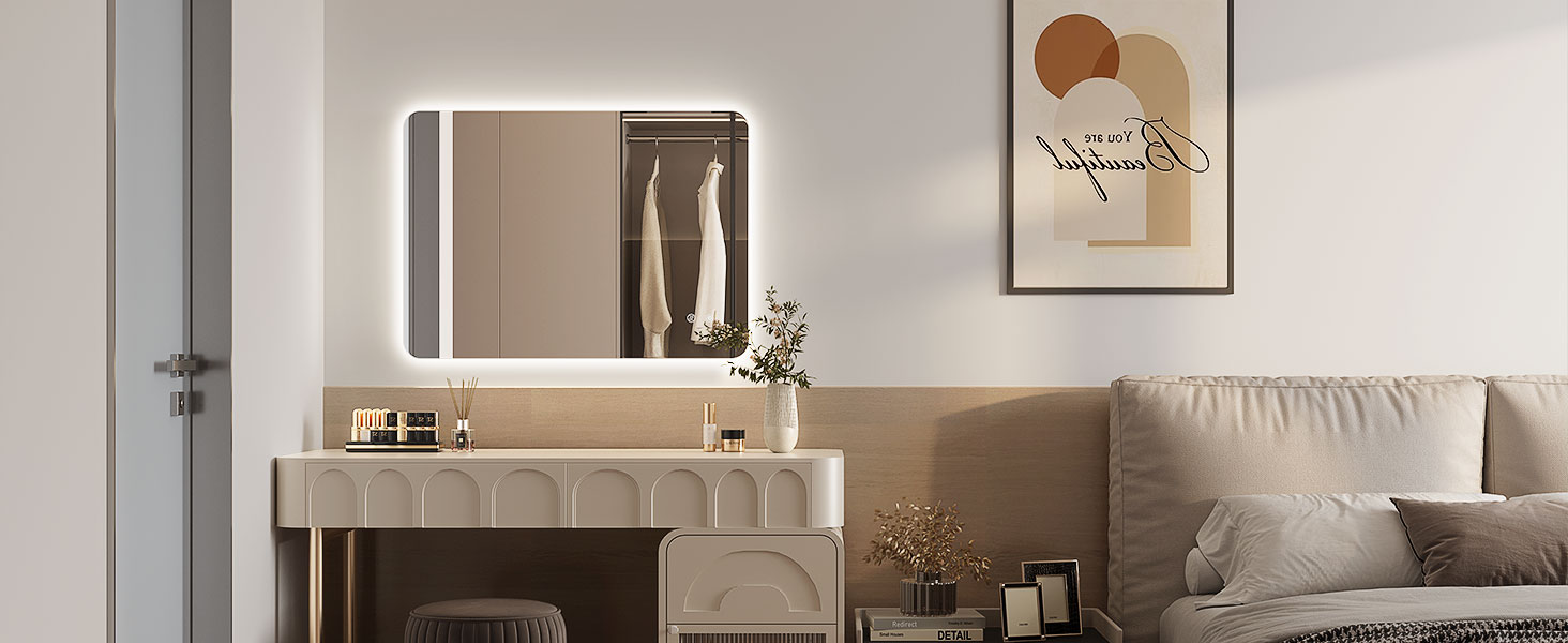 Дзеркало для ванної кімнати з LED підсвічуванням Dripex, сенсорне керування, регулювання яскравості, 3 кольори світла, антизапар, 80x80 см