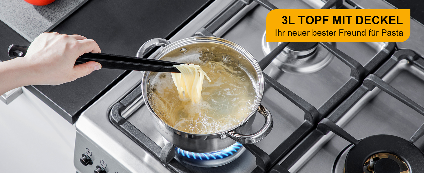 Набір каструль Velaze 7-ка з нержавіючої сталі, з кришками, індукційні, PFOA free, для всіх плит, сріблясті