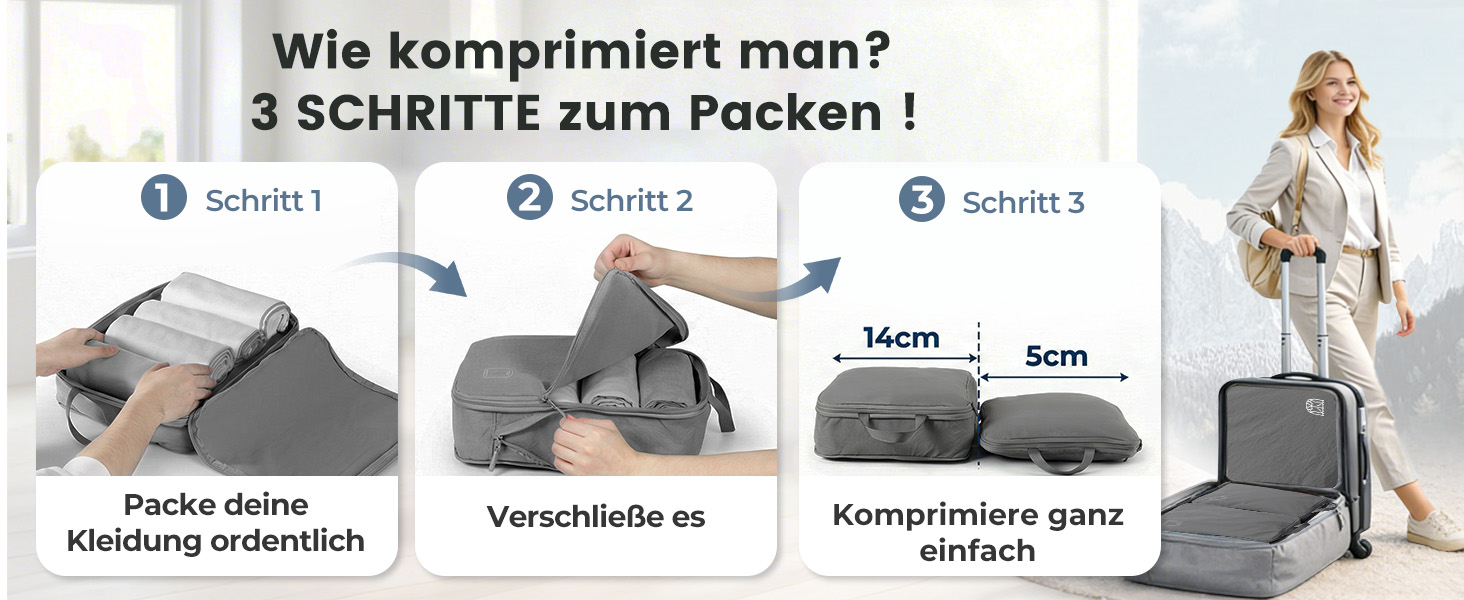 Набір компресійних органайзерів для валізи та рюкзака з нейлону, дорожні сумки-пакувальники для одягу, сірі, 5 предметів