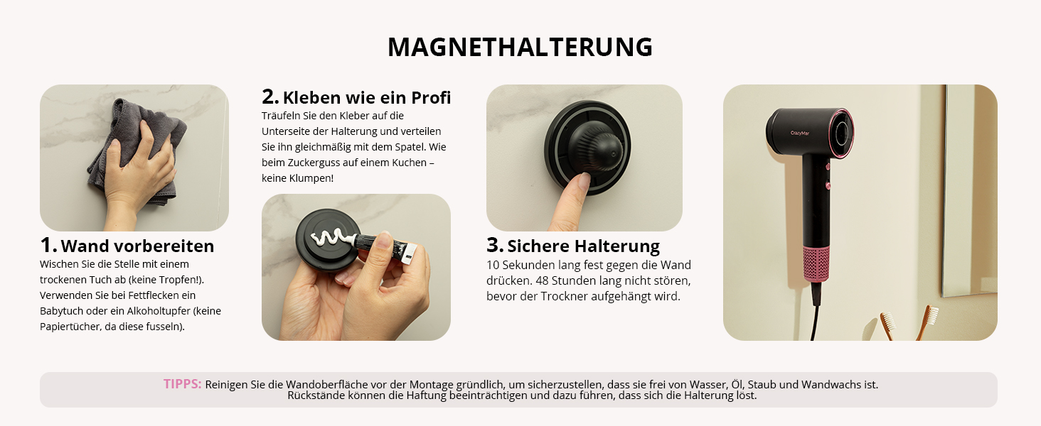 Іонний фен для волосся з безщіточковим мотором 180 000 об/хв, компактний дорожній фен з 4 режимами температури та захистом від перегріву, чорний