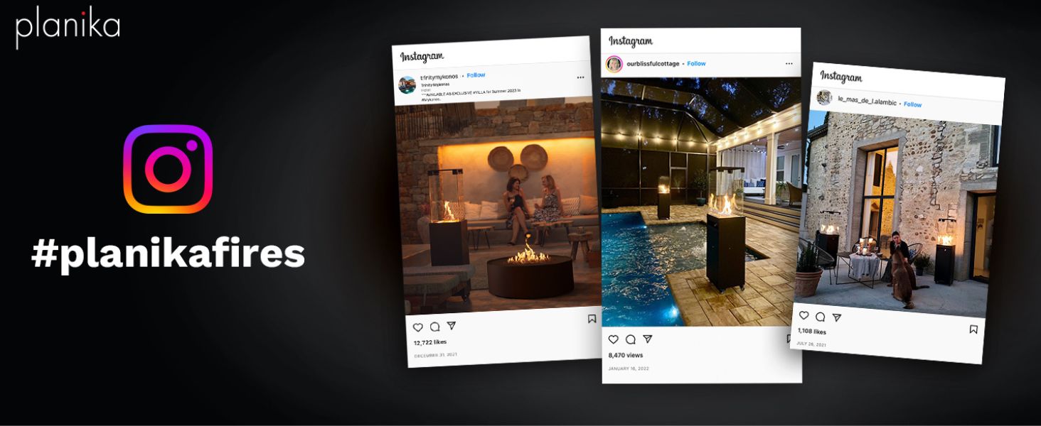 Газовий обігрівач Planika Faro – 8kW, чорний, для тераси та саду, з кришкою, 36 x 36 x 150 см (Газовий балон не входить у комплект)