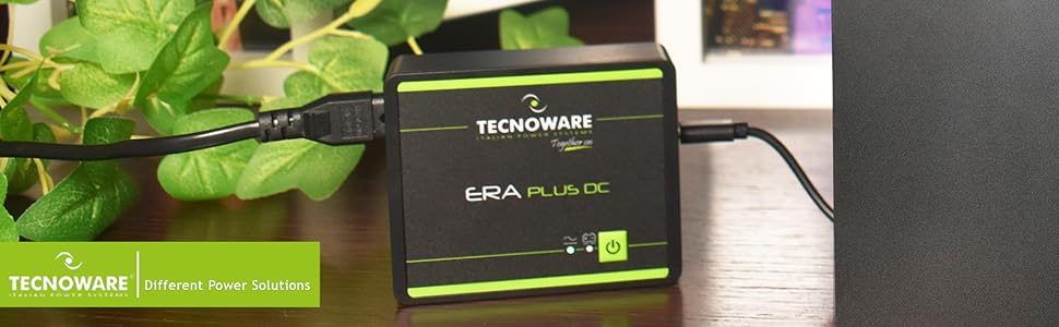 Mini UPS Tecnoware ERA Plus DC для WiFi, модему, відеоспостереження: Powerbank 5200mAh, захист від стрибків напруги та відключень (до 240 хв)
