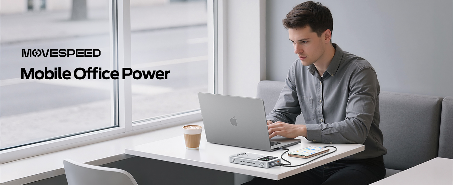 Power Bank MOVESPEED 145W 25000mAh з 3 USB-портами, PD 3.1, Digital Display - для ноутбуків, iPhone, Galaxy, iPad