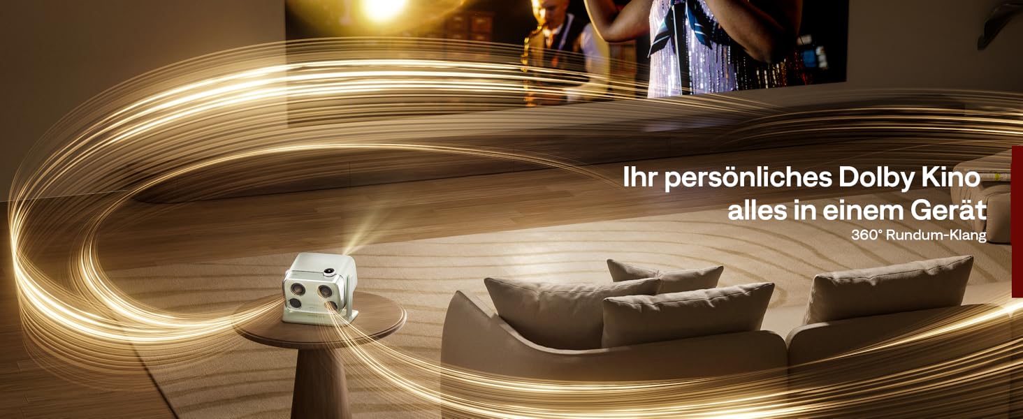 Aurzen Boom Mini 4-в-1 Smart Beamer: проєктор 4K з Google TV, аудіо Dolby 20W, Wi-Fi, Bluetooth, автофокус, корекція трапеції (зелений)