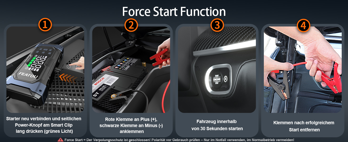 Powerbank з компресором Starthilfe 6500A: акумулятор для автомобіля 12V з повітряним насосом, стартер-бустер (9.0L бензин/8.5L дизель), LED 500 Lumen (чорний), піковий струм 7000A