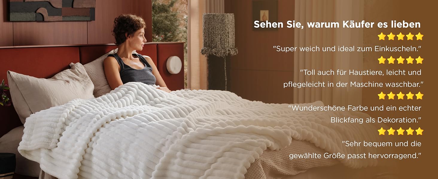 BEDSURE Плед великий 220x240 см - теплий, м'який, для дивана та декору інтер'єру, вовняний, флісовий, білий