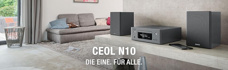 Компактна система Denon CEOL N-10, HiFi, CD-програвач, Інтернет-радіо, HEOS, Bluetooth, WLAN, Alexa, Сірий