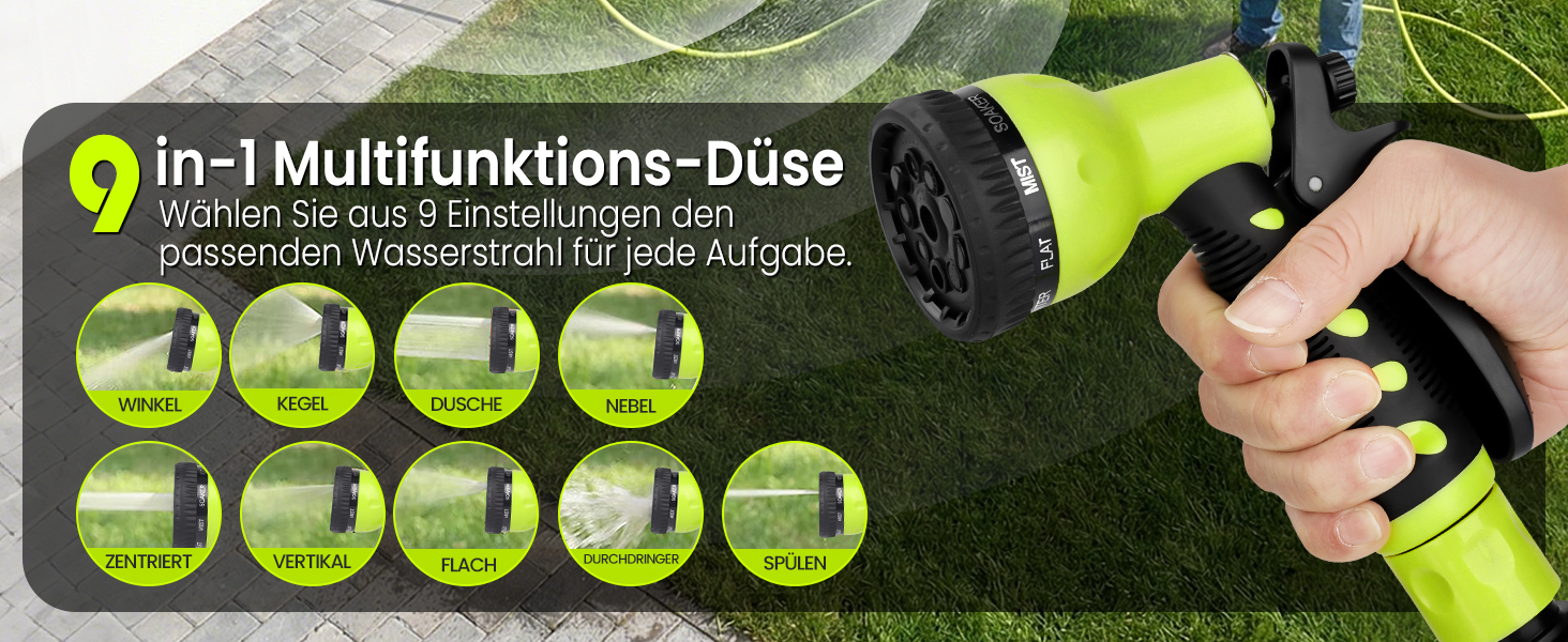 Шланговий барабан настінний автоматичний 40м, з фіксацією довжини, поворотна кріплення 180°, 9 режимів поливу для саду та миття авто