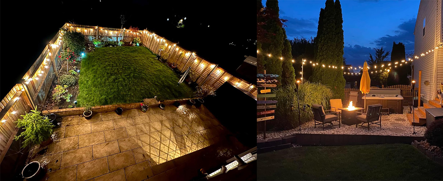 Світлодіодна гірлянда для декорування саду, балкону та тераси 45.7 м, з пультом, тепле світло, IP45, для дому та на вулицю