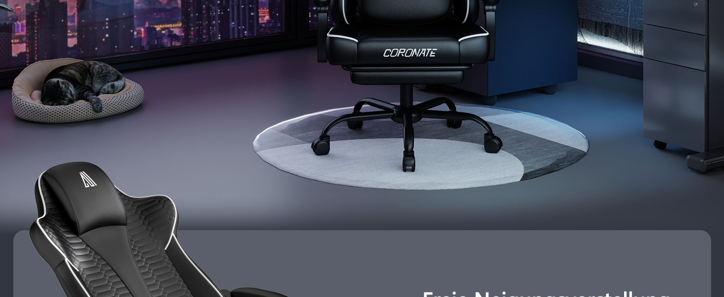 Ергономічне геймерське крісло з підніжкою, підголівником та підтримкою попереку. Регульоване геймерське крісло для дому та офісу. Біле.