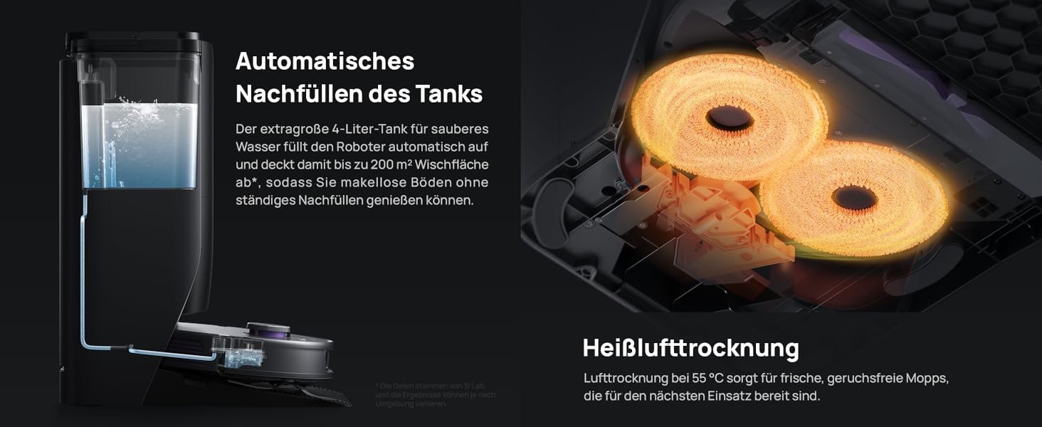 Робот-пилосос 3i P10 Ultra S з вологою ганчіркою, станція самостійного очищення, 18000 Па, для прибирання кутів, миття та сушіння, самостійне очищення та заправка, знімний моп, чорний