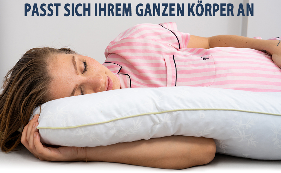 Ортопедична подушка U-подібної форми Schlafweich для сну на боці - подушка для вагітних та годування з бамбука, гіпоалергенна, для підтримки голови, шиї, спини та стегон