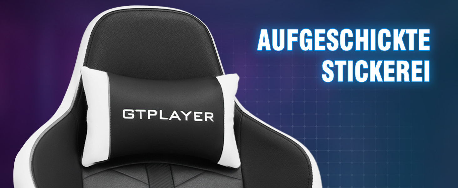 Ігровий крісло GTPLAYER з підніжкою, білий, PU шкіра, 150 кг, ергономічний, для геймерів