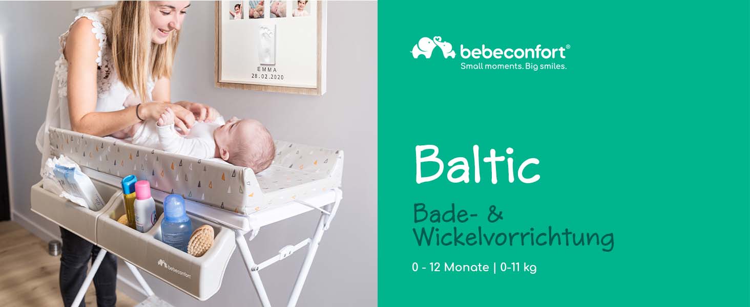 Дитяча ванночка та пеленальний столик 2-в-1 Bebeconfort, сірий (Baltic), 0-12 місяців