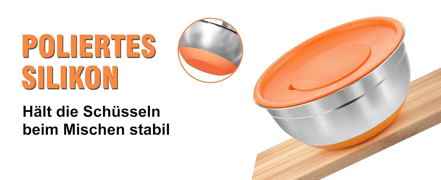 Набір міксерів BEWOS 7 шт. з кришкою, нержавіюча сталь, різні розміри (0.7-4.5 Qt)