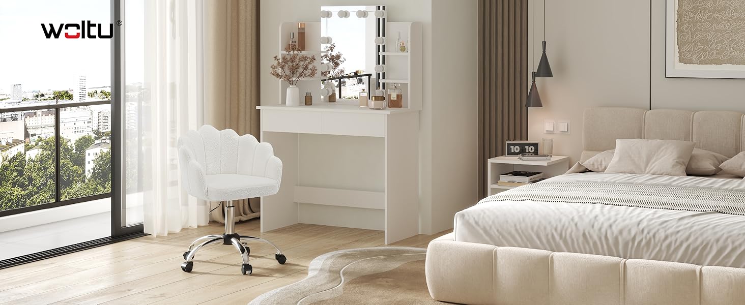 Крісло WOLTU для офісу та дому з м'якою спинкою у вигляді пелюстки, обертове, з регулюванням висоти, рожеве, з тканини кашемір