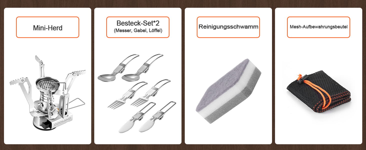 Набір посуду для кемпінгу Odoland: каструля, сковорода, тарілки, миски, столові прибори (13 предметів). Нержавіюча сталь, антипригарне покриття, для пікніків, походів та кемпінгу.