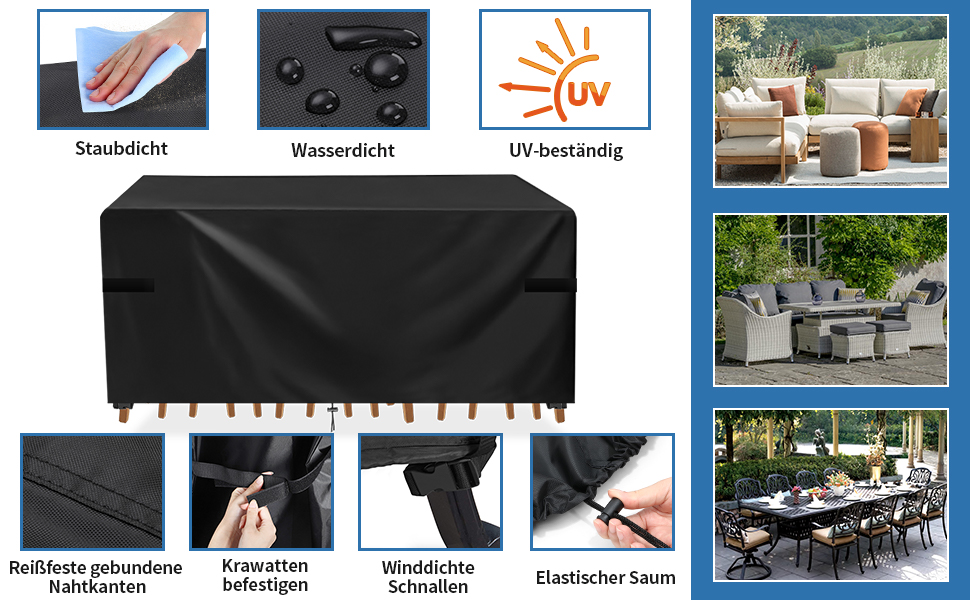Водонепроникний чохол для садово-патіо меблів GARPROVM, 200x165x80 см. Тканина Оксфорд. Чохол для садового дивану, столу, меблевих наборів.