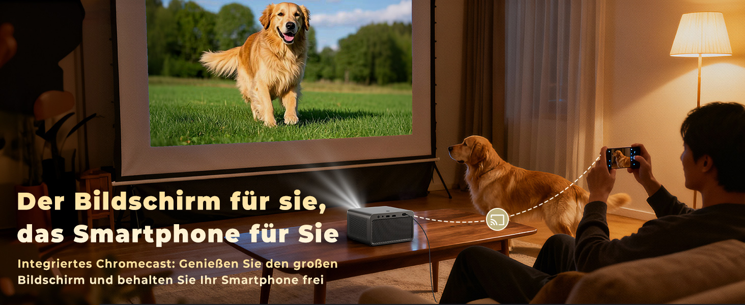Проєктор Beamer-4K Smart Home Cinema: WiFi6, Bluetooth, Dolby Audio, Netflix, 1080P HD, Автофокус, eARC/CEC, Чорний