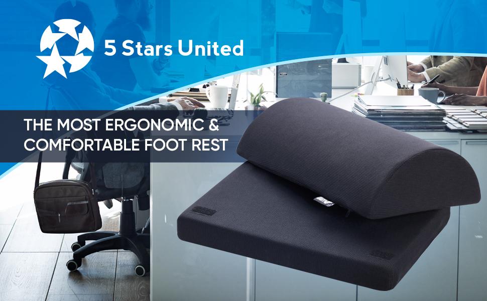 Підставка для ніг під стіл 5 STAR UNITED, регульована, з memory foam, сітчаста тканина, 15 см, для дому та офісу – темно-сіра