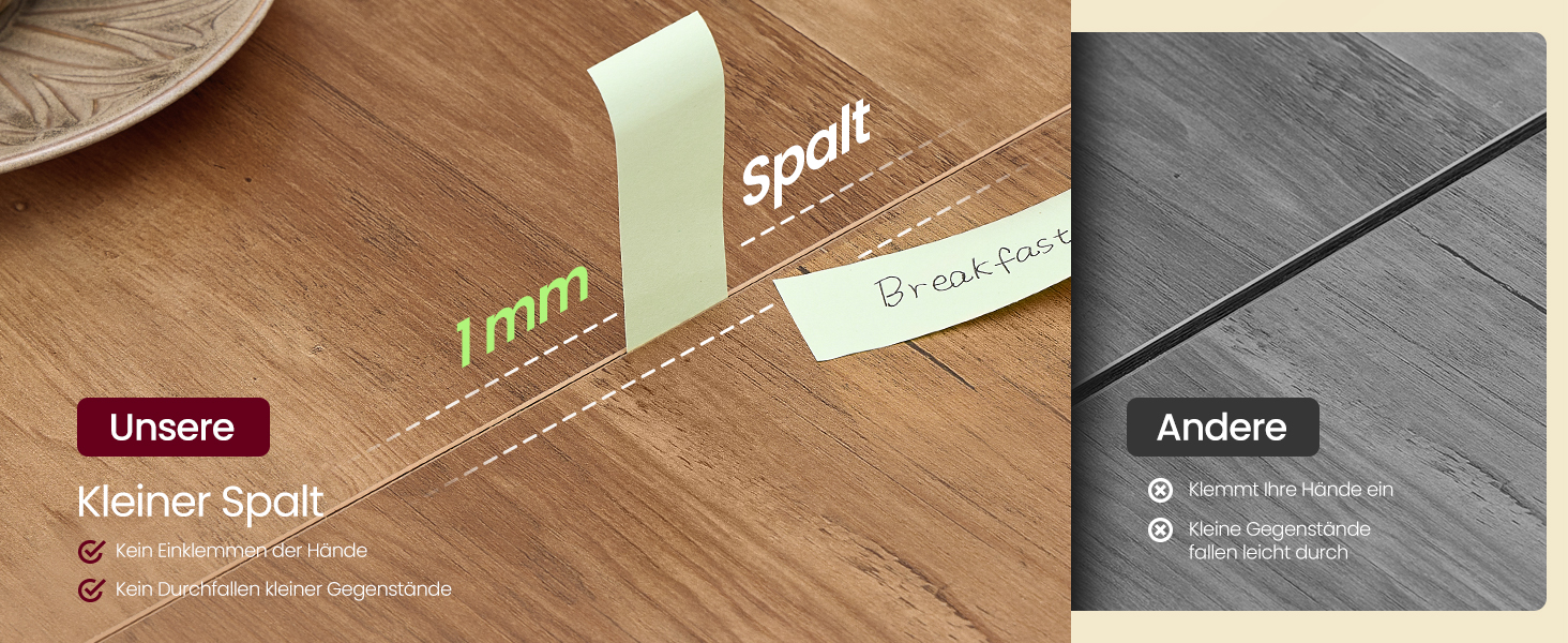 Стол розкладний VASAGLE для їдальні, кухні, офісу, 120 кг, горіховий колір, KDT090K01