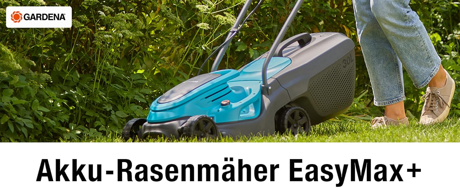 Акумуляторний газонокосарка Gardena EasyMax 30/18V Ready-to-Use Set - 32 см, для малих садів, Power for All-Akku