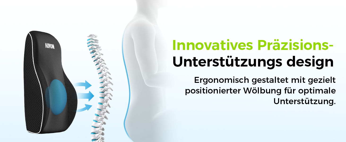 Подушка для попереку AUVON для автомобіля та офісного крісла, підтримка поперекового відділу, покращення постави, піна з пам'яті