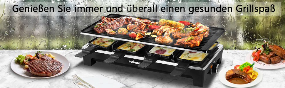Раглеті гриль Cusimax з регульованою температурою та антипригарним покриттям для 8 осіб (1500W)