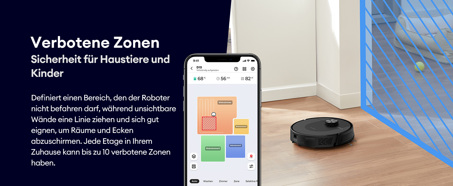 Робот-пилосос Ultenic з функцією миття 6000Pa, LiDAR навігація, 3-в-1, 150 хв роботи, керування через додаток, для шерсті тварин, килимів та твердих підлог D10