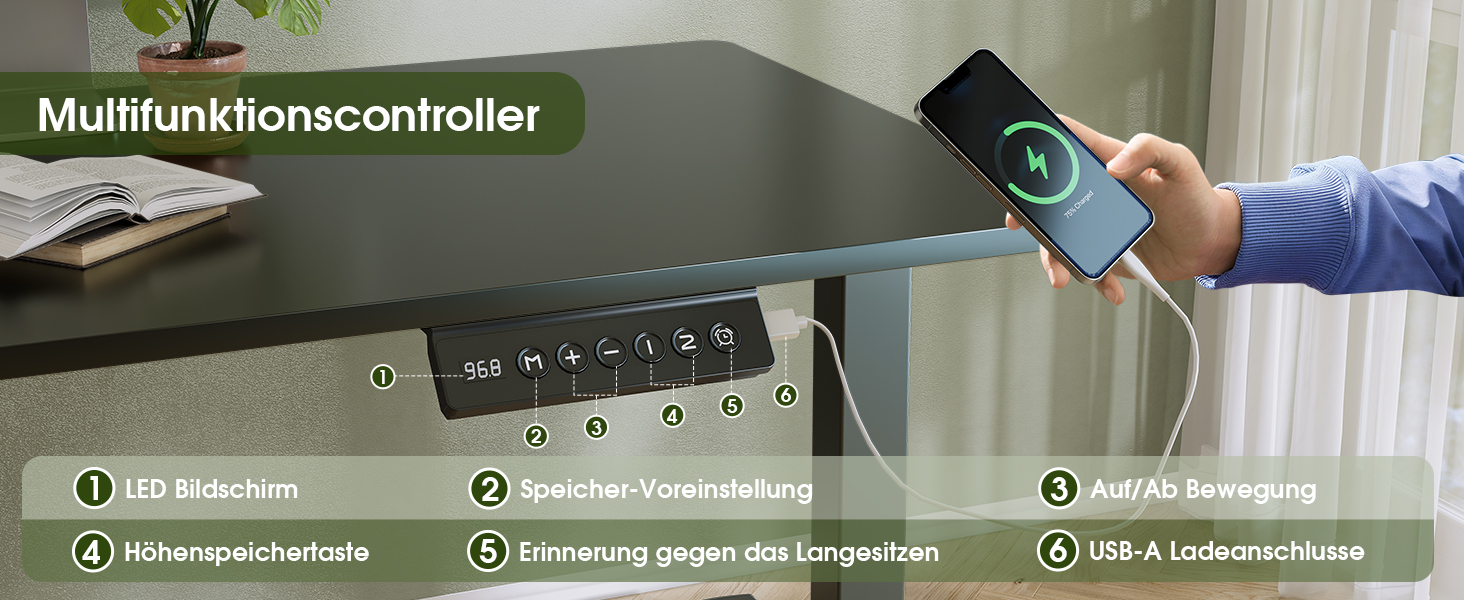 Електричний регульований стіл Flamaker з пам'яттю, ігровий стіл 160x60 см (Бежевий)