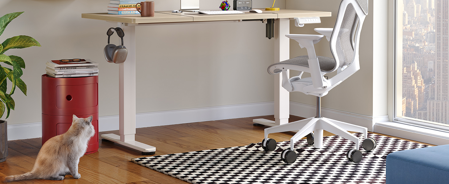 Електричний регульований стіл ErGear 160x80 см з пам'яттю, для дому та офісу, з'єднувальна панель 120x60 см, світле вінтажне дерево