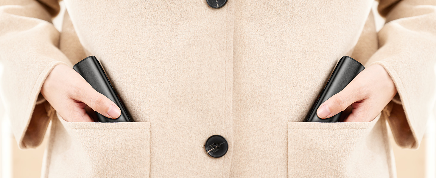 Електричний грівець для рук Gaiatop 8000mAh з LED-ліхтариком (2 шт.), магнітний, 3 швидкості нагріву, для жінок, сім'ї, активного відпочинку, чорний