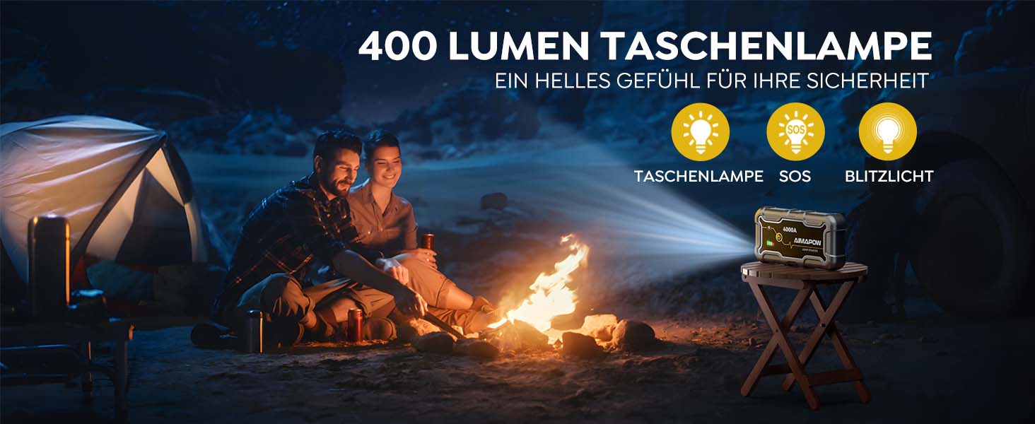 Powerbank Starthilfe AIMAPOW для автомобіля з компресором 160PSI, 27000mAh, 4000A, для бензинових та дизельних двигунів (до 12.0L), LED-ліхтар 600 LUM