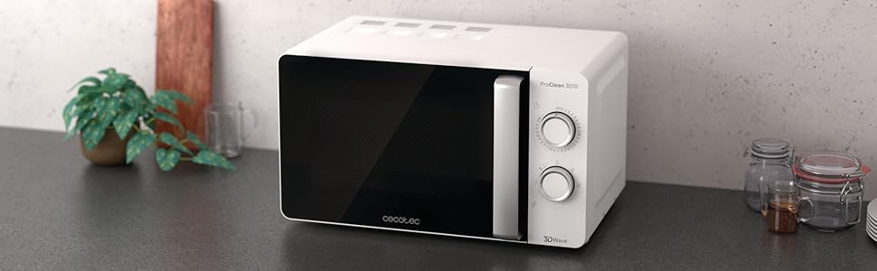 Мікрохвильова піч ProClean 3010, 20 літрів, покриття Ready2Clean, 700 Вт, 6 функцій, таймер 30 хв, режим розморожування, білий колір