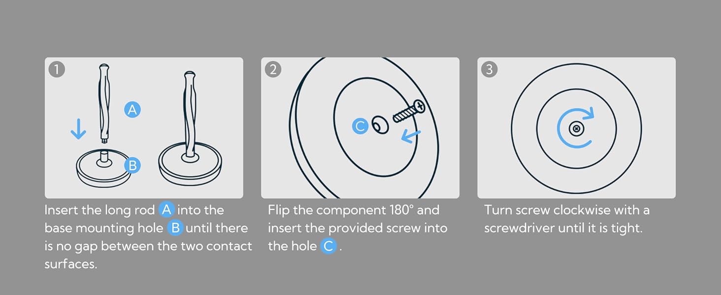 Тримач для паперових рушників KITCHENDAO на стільницю, стійкий сталевий диспенсер з поворотним механізмом та адгезивною основою, чорний